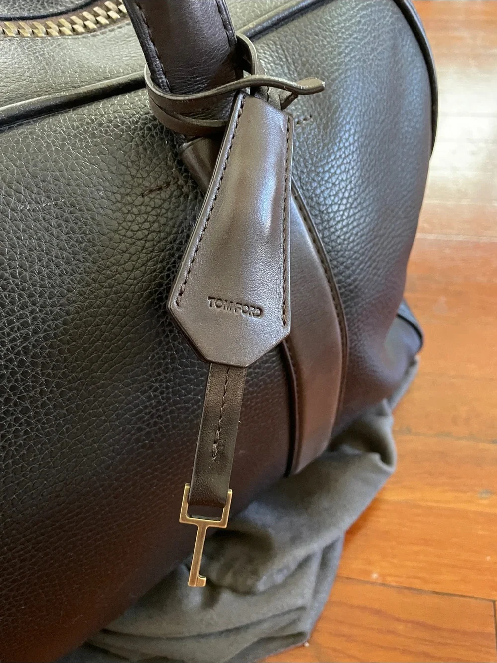 Tom Ford Dark Brown Pebbled Leather Duffel